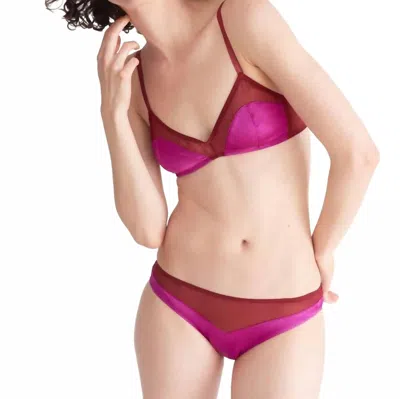 Araks Maya Silk Chiffon Thong Bottom In Amaranth In Red