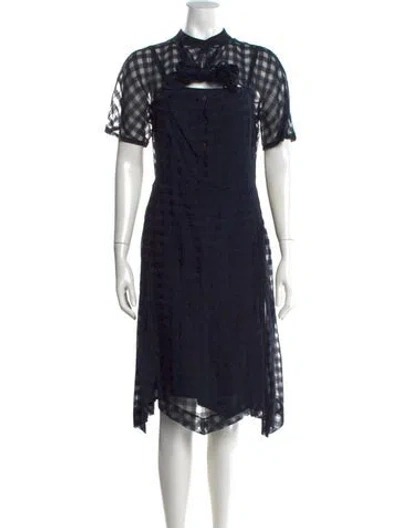 Pre-owned Araks Plaid Print Midi Length Dress In Blue