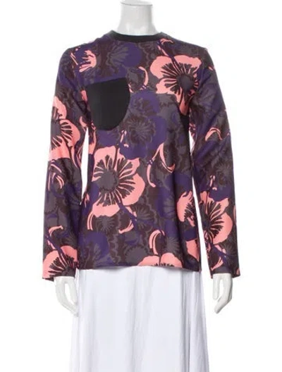 Pre-owned Araks Silk Floral Print Blouse In Purple