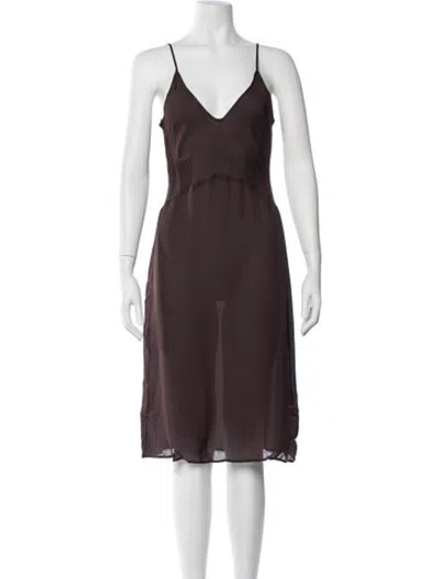 Pre-owned Araks Silk Knee-length Dress In Brown