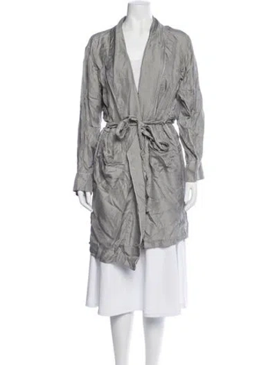 Pre-owned Araks Silk Polka Dot Print Robe In Gray