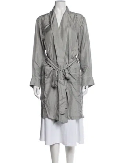 Pre-owned Araks Silk Polka Dot Print Robe In Grey