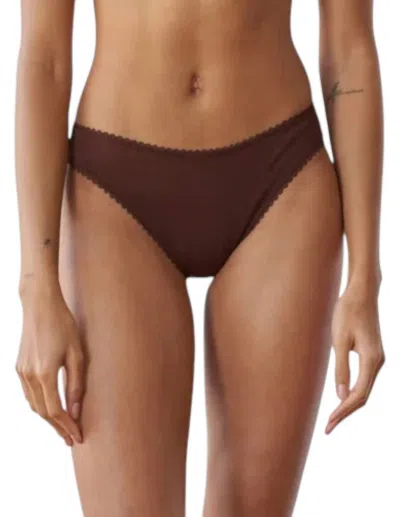 Araks Stella Cotton Thong Bottom In Clove In Brown