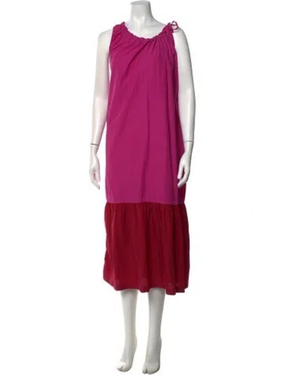Pre-owned Araks Tie Neck Midi Length Dress In Pink