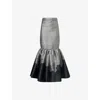 Aram Womens Gray And Black Striped Ruffled Woven Maxi Skirt