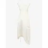 Aram Womens Cream Fringed Bouclé Woven Midi Dress
