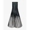 Aram Womens Gray And Black Puffball Strapless Woven Maxi Dress