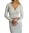 Araminta James Alpine Knit Wrap Top In Speckled Vanilla In White