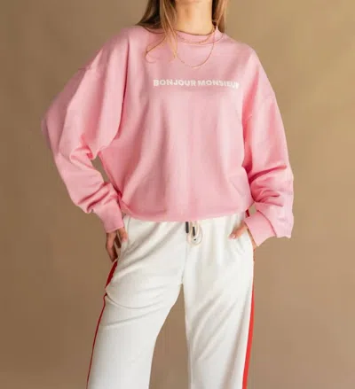 Araminta James Bonjour Monsieur Sweatshirt In Pink