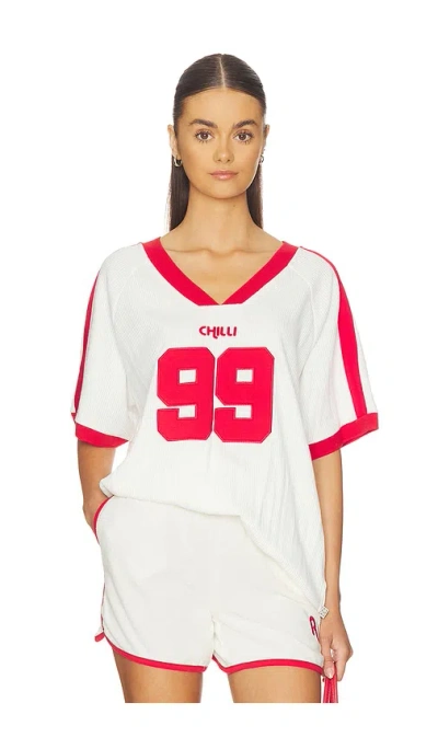 Araminta James Chilli 99 Waffle Tee In White