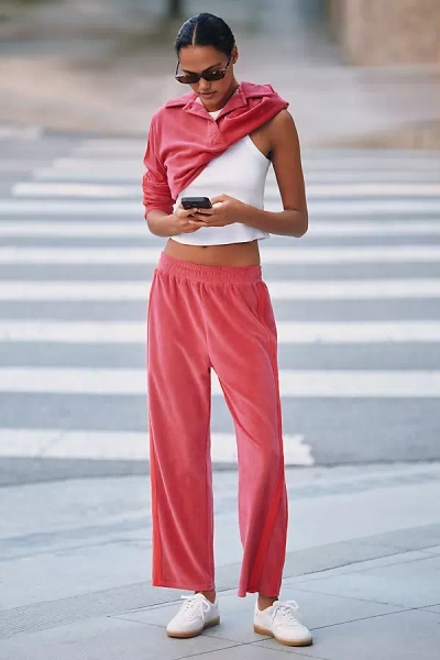Araminta James Mara Long-sleeve Velour Top In Pink