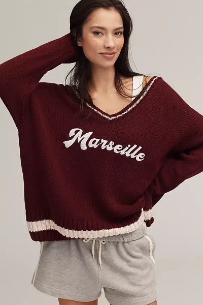 Araminta James Marseille Cotton Sweater In Burgundy
