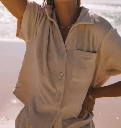 Araminta James Terry Boyfriend Top In Biscuit In Neutral