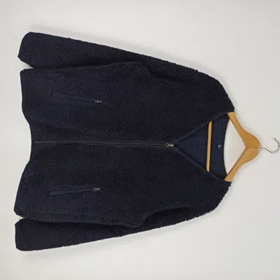 Pre-owned Aran Isles Knitwear X Cardigan Vintage Deep Pile Fleece Sherpa Zipper Up Cardigan In Black