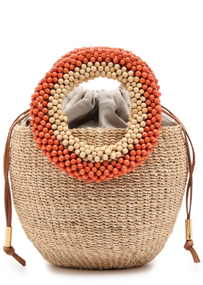 Aranaz Carmen Mini Raffia Bucket Bag In Orange