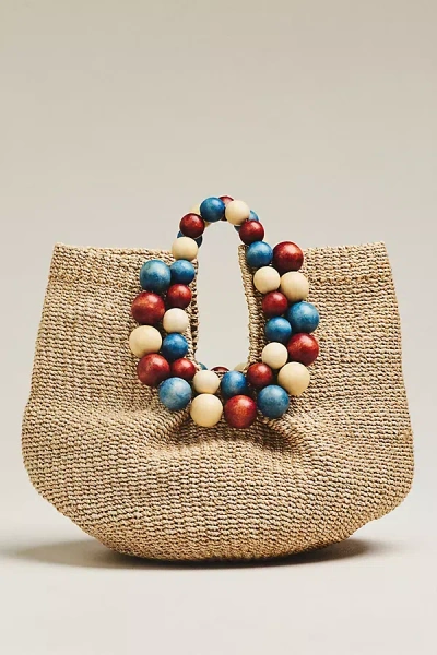Aranaz Cueba Bead Satchel In Nude