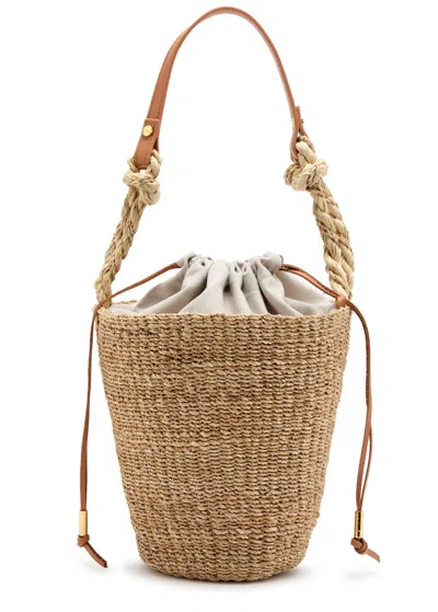 Aranaz Pail Raffia Bucket Bag In Brown