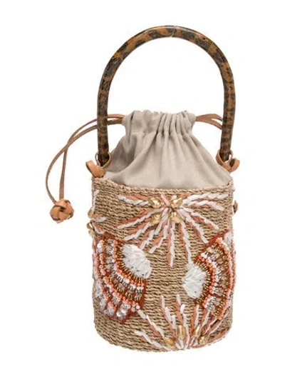 Pre-owned Aranaz Raffia Bucket Bag In Neutral