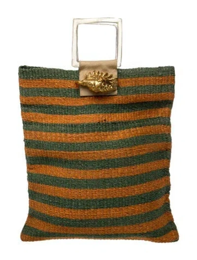 Pre-owned Aranaz Raffia Tote In Green