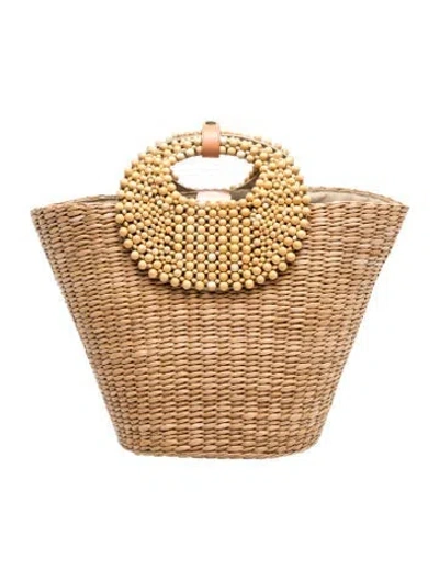 Pre-owned Aranaz Straw Top Handle Bag In Neutral