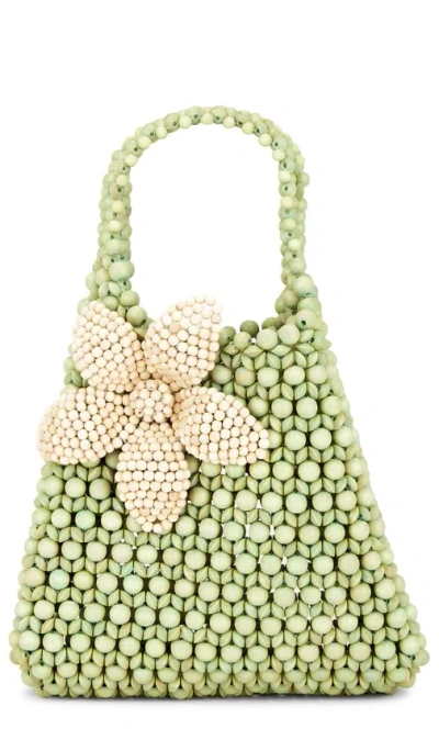 Aranaz Trapezoid Flora Bag In Apple Green & Cream Flower