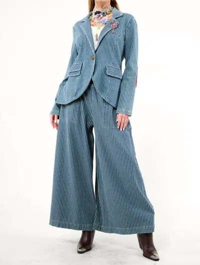 Aratta Alaia Blazer And Pants Set In Denim Stripe In Blue