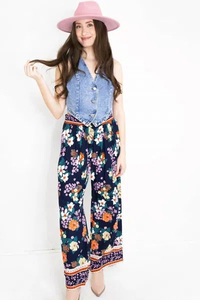 Aratta Amelia Wide Leg Pants In Floral Print In Multi