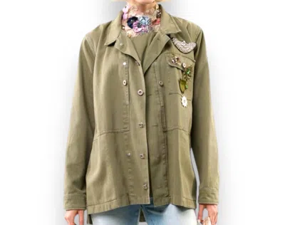 Aratta Aria Embellished Jacket In Army In Green