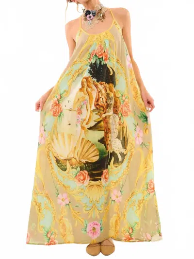 Aratta Birth Of Venus Maxi Dress In Pearl Print In Brown