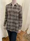Aratta Button Up Blouse In Brown, Orange, Blue, White In Multi