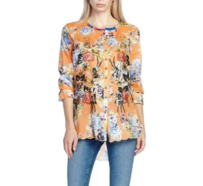 Aratta Claudine Agnes Shirt In Orange Floral In Multi