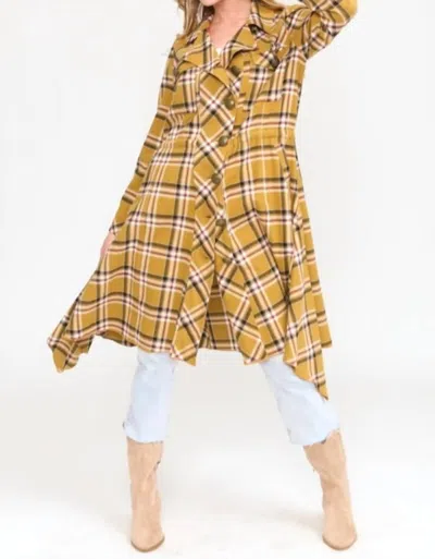 Aratta Coco Plaid Trench Coat In Mustard Combo In Yellow
