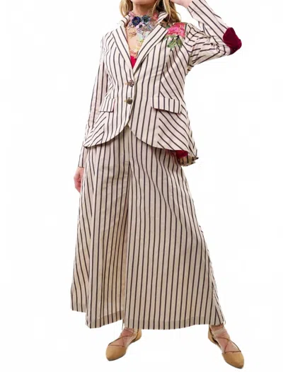 Aratta Derby Princess Blazer And Wide Leg Pants Set In Cream Stripes In Neutral