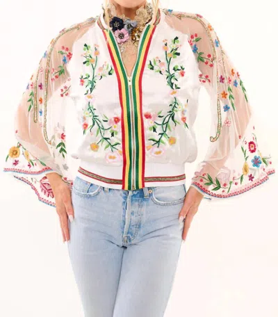 Aratta Drama Bomber Jacket In Pearl White