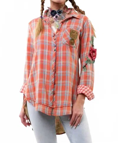 Aratta Ellie Plaid Shirt In Tangerine In Multi