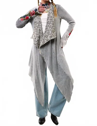 Aratta Embellished Waffle Shawl In Soft Grey In Gray