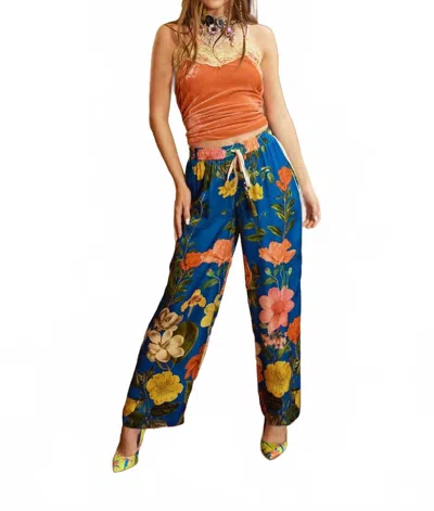 Aratta Floral Bliss Wide Leg Pants In Blue