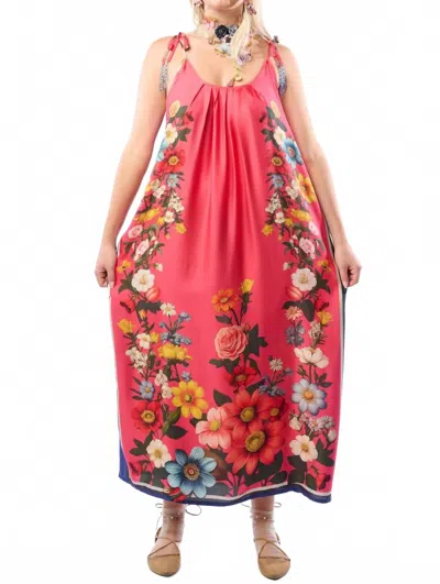 Aratta Floral Garden Dress In Pink In Red
