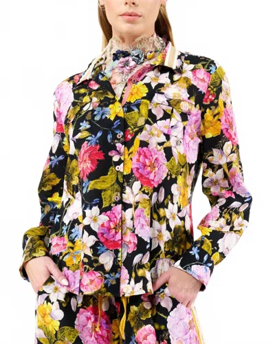 Aratta Flower Bomb Button-down Shirt In Night Floral In Multi