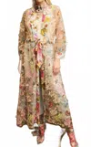 Aratta Flower Print Kimono In Multi In Burgundy