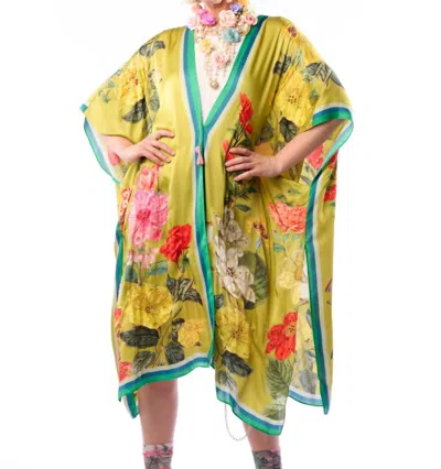 Aratta French Riviera Kimono In Olive Floral In Multi