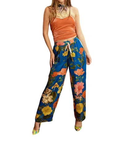 Aratta French Riviera Pants In Cobalt Blue Floral In Multi