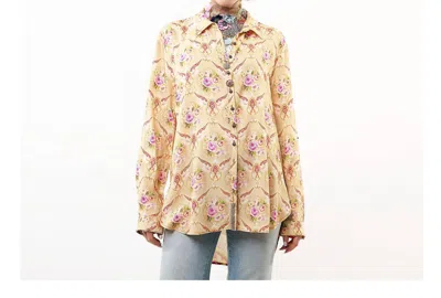 Aratta Golden Girl Button-front Collared Shirt In Faded Gold In Yellow