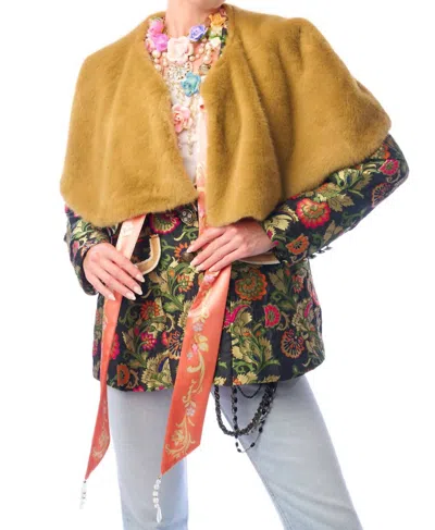Aratta Grace Kelly Reversible Fur Cape In Camel In Brown