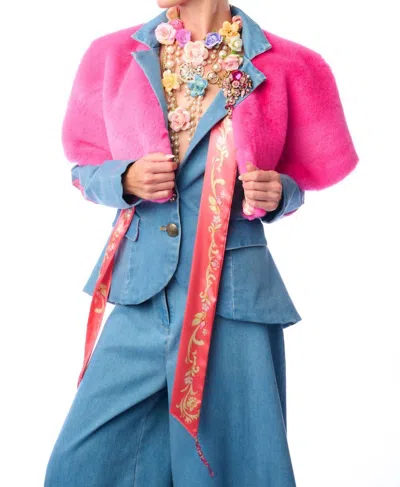 Aratta Grace Kelly Reversible Fur Cape In Pink In Multi