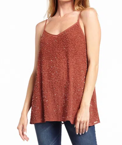 Aratta Hand-beaded Cami In Rusty Pink In Brown