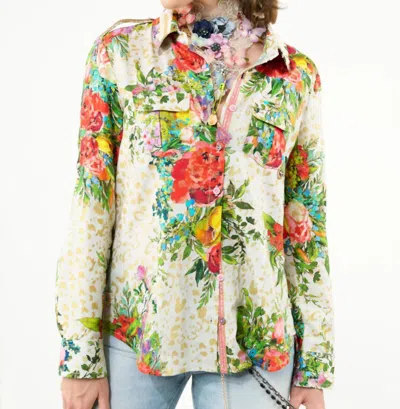 Aratta Harriet Button-down Shirt In Cream Floral Combo In Multi