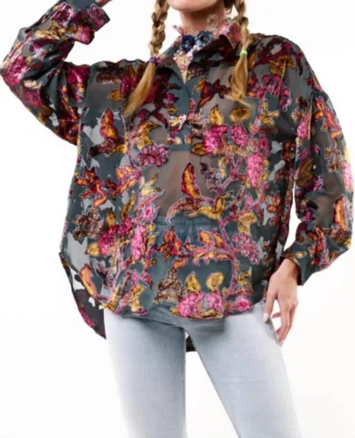 Aratta Holiday Jewels Blouse In Charcoal In Multi