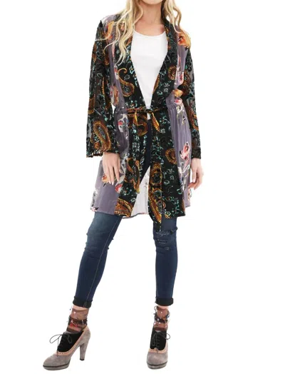 Aratta Josephine Kimono In Charcoal Floral In Multi