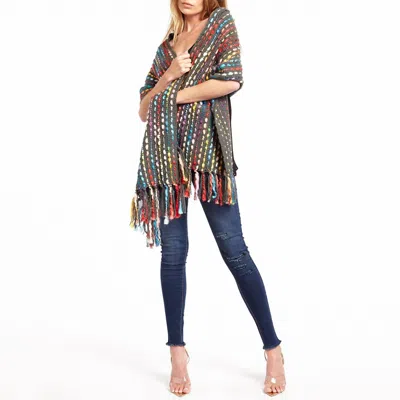 Aratta Keep It Warm Knit Shawl In Charcoal In Pink
